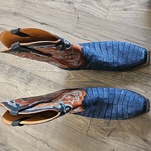 Blue sueded Men's Caiman Crocodile Lucchese Boots